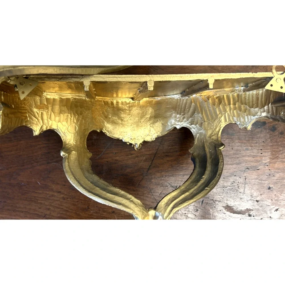Lot 2 Wall Vintage Shelves Gold Ornate Rococo Hollywood Regency Resin 19” 11.5”